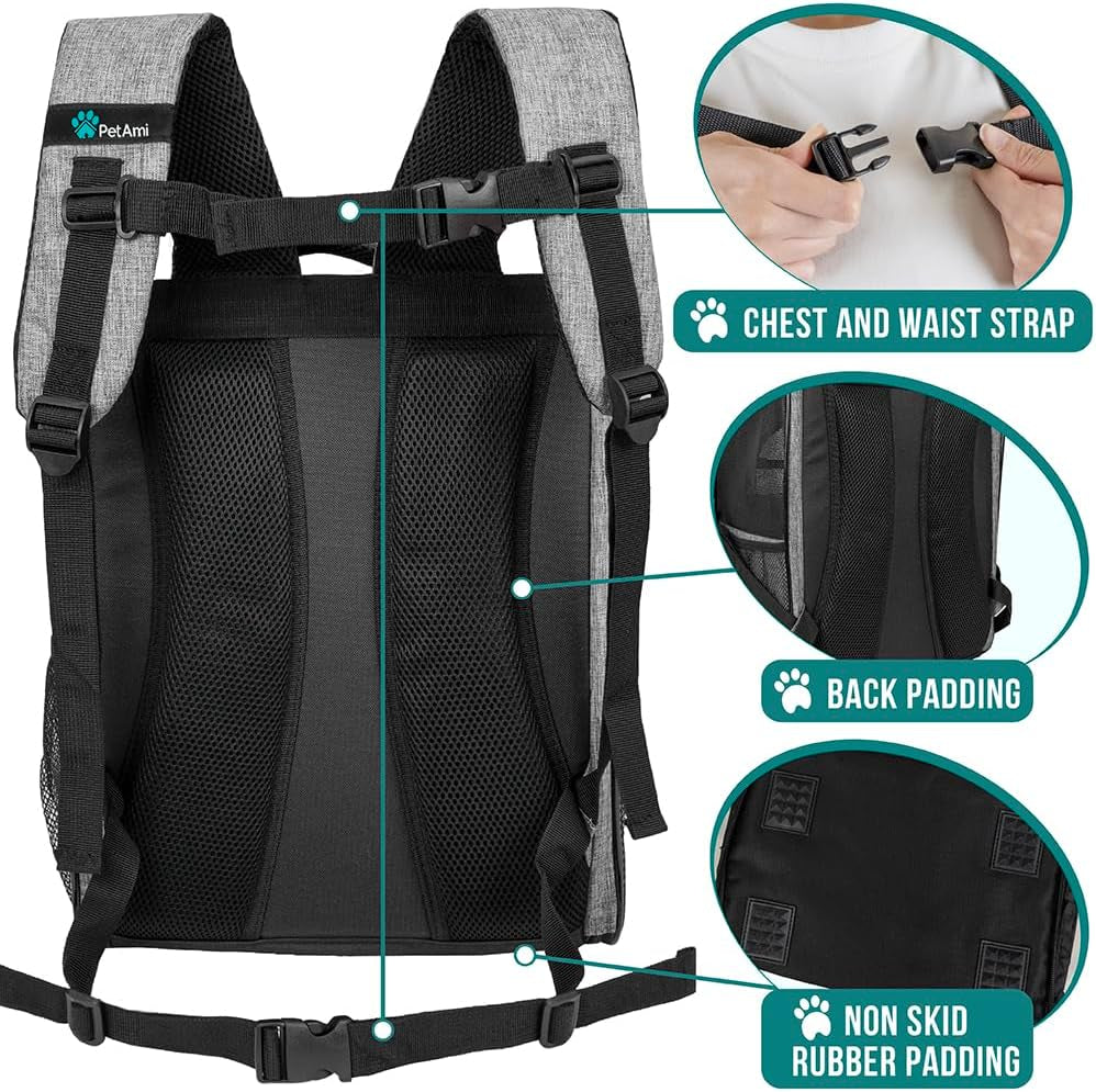Dog Backpack Carrier Airline Approved Cat Pet Puppy Bag, Grey