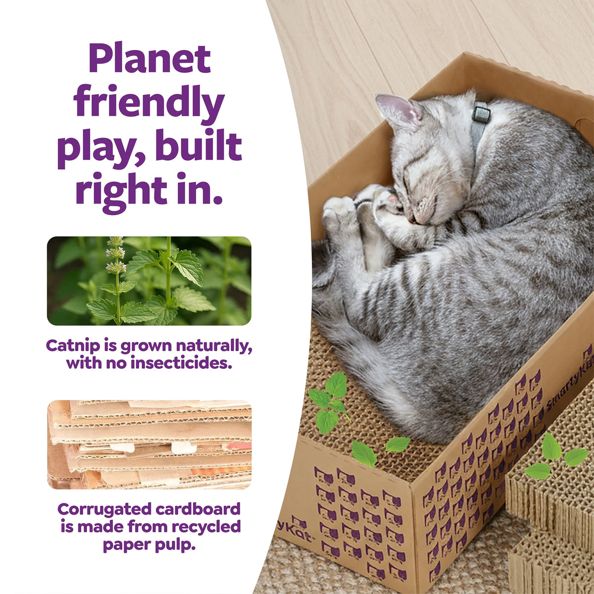 Superscratcher+ Stacker Catnip-Infused Cardboard Corrugate Cat Scratcher Lounger