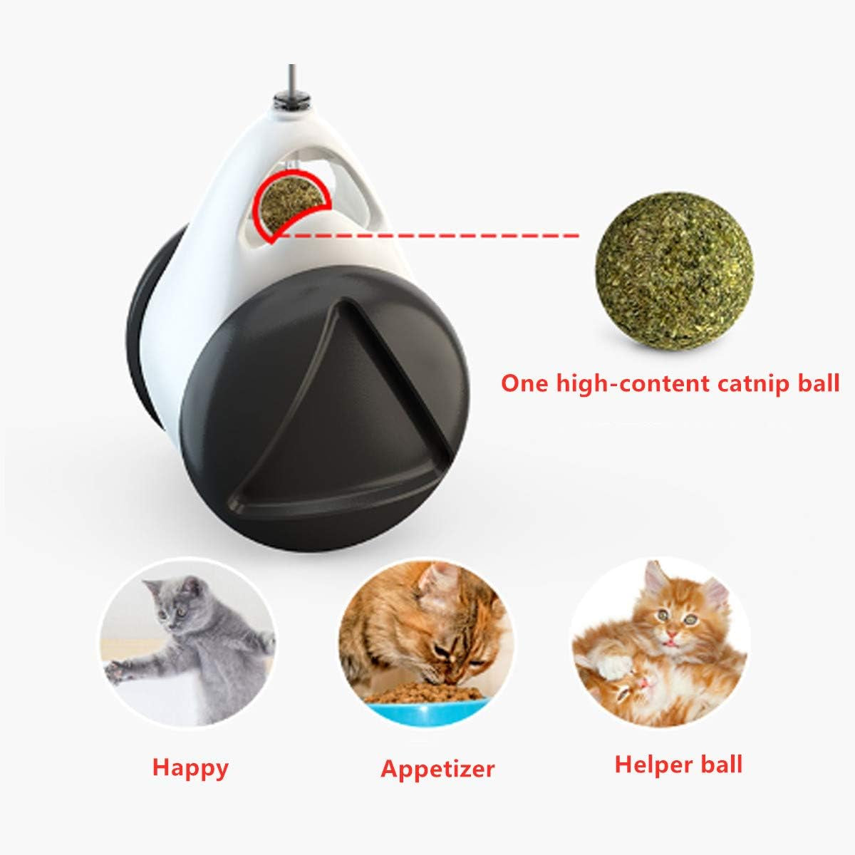 Interactive Roller Catnip Cat Toys, Cat Toys for Indoor Cats Interactive Roller Cat Toy with Catnip Feather Ball Balance Cat Chasing Toy (Black)