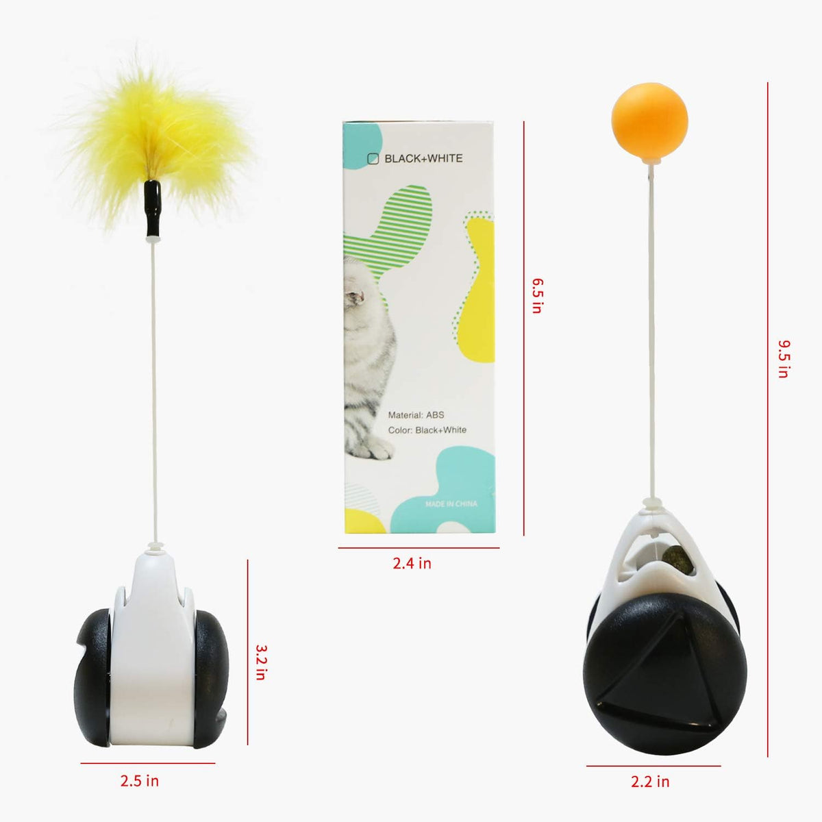 Interactive Roller Catnip Cat Toys, Cat Toys for Indoor Cats Interactive Roller Cat Toy with Catnip Feather Ball Balance Cat Chasing Toy (Black)