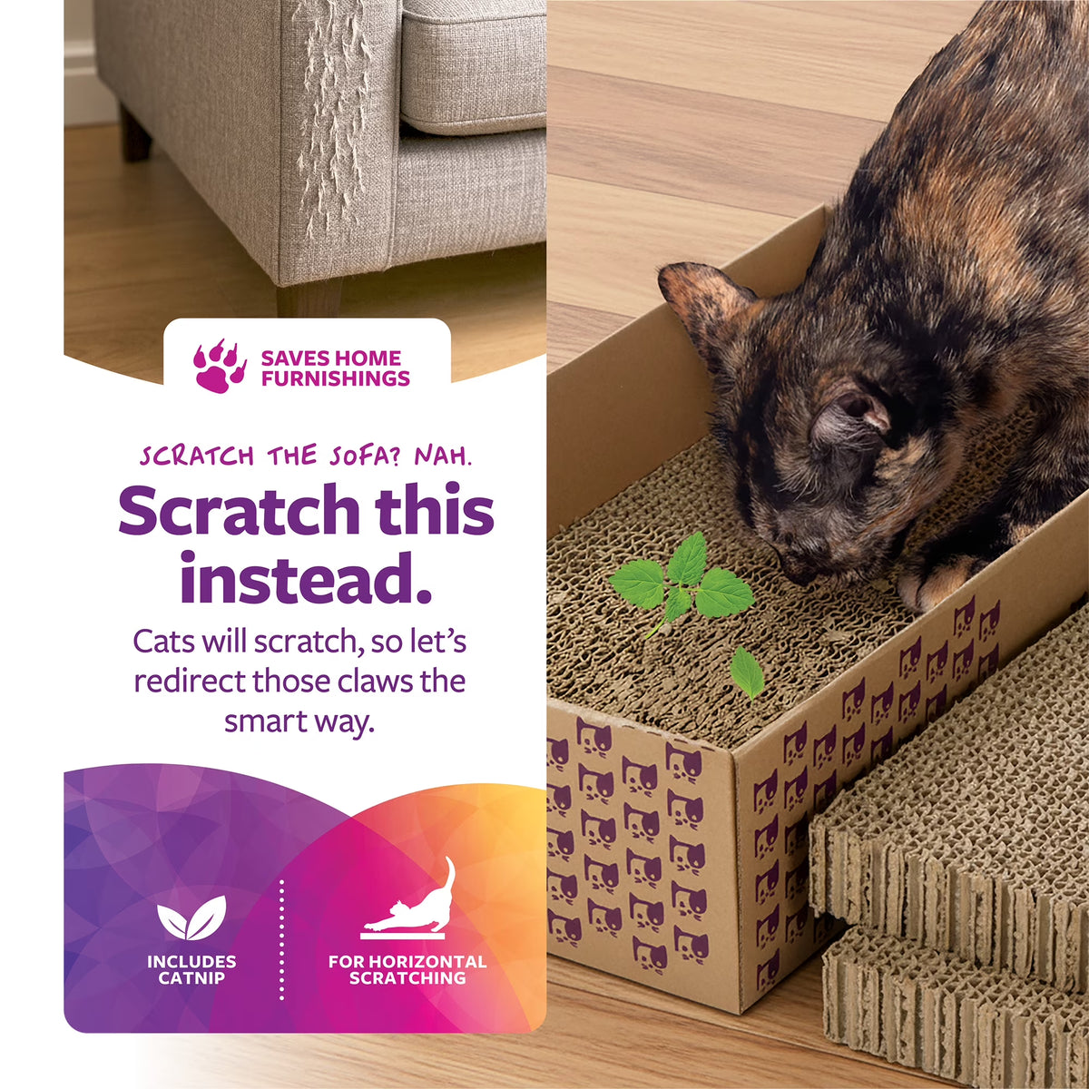 Superscratcher+ Stacker Catnip-Infused Cardboard Corrugate Cat Scratcher Lounger
