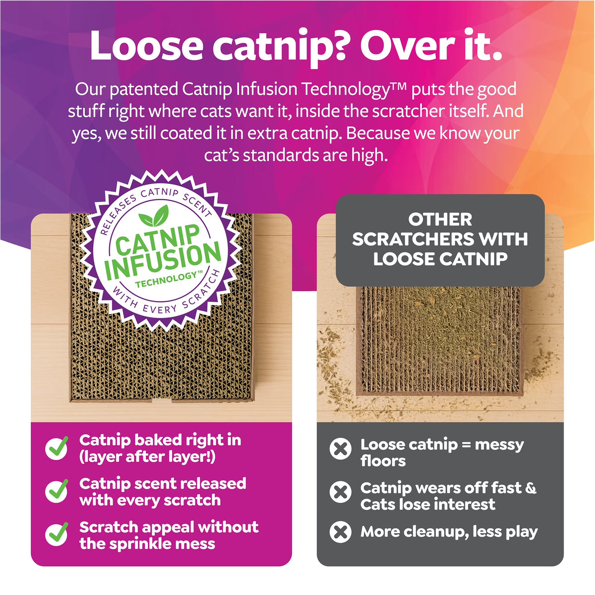 Superscratcher+ Stacker Catnip-Infused Cardboard Corrugate Cat Scratcher Lounger