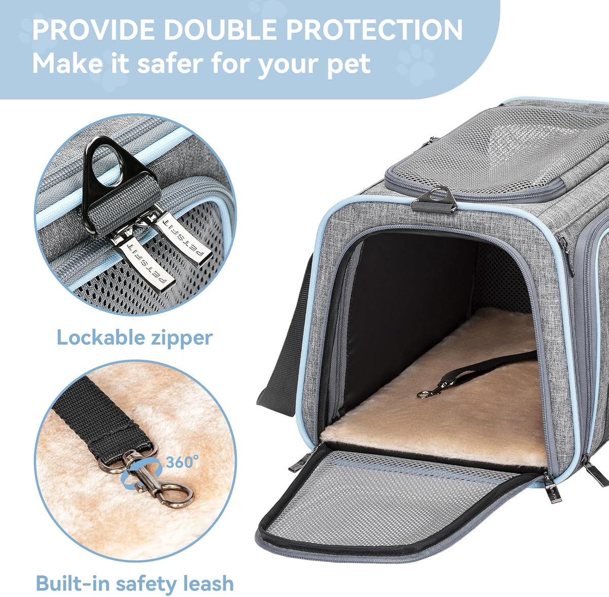 Small Double Expandable Cat Carrier for Kittens and Air Travel